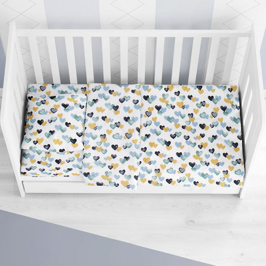 Dimcol Baby Duvet Cover Hearts 11 Grey-Green 120x160cm