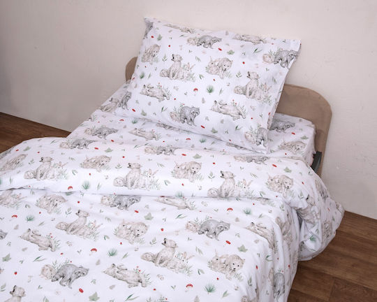 Viopros Set Copertă de Pătuț cu Față de Pernă Alb 120x160cm. Viopros Set Copertă de Pătuț cu Față de Pernă Alb 120x160cm.
