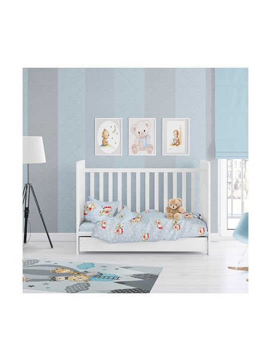 Dimcol Бебешка Долна Калъфка Two Lovely Bears 64 Синьо 120x160см.