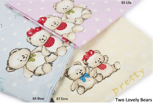 Dimcol Βρεφική Παπλωματοθήκη Two Lovely Bears 64 Blue 120x160εκ.