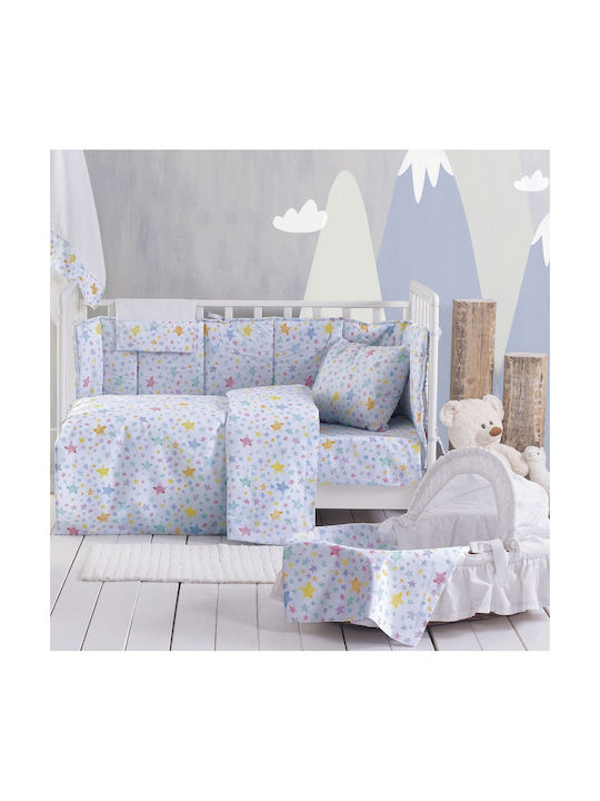 Rythmos Set Copertă de Pătuț cu Față de Pernă Glow Albastră 110x160cm.