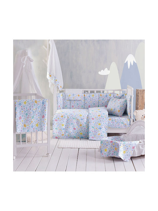 Rythmos Set Copertă de Pătuț cu Față de Pernă Glow Albastră 110x160cm.