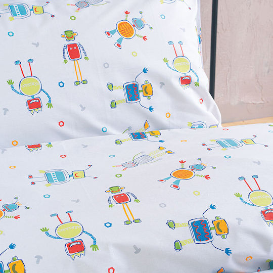 Rythmos Baby Duvet Cover Set With Pillowcase Robot Chat Multicolour 110x160cm