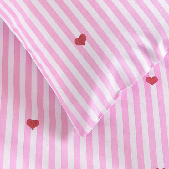 Rythmos Baby Bettbezug Set mit Kissenbezug Young Heart Rosa 110x160cm.
