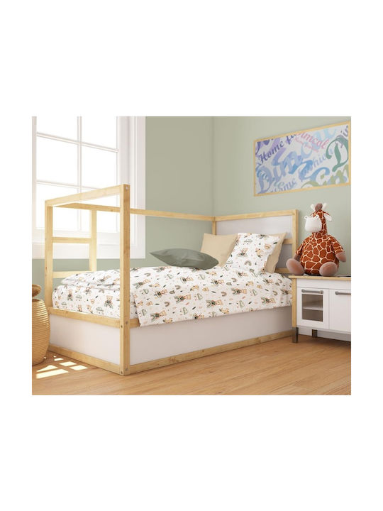 24home.gr Baby Duvet Cover Cloudy Bear White-Olive 120x160cm