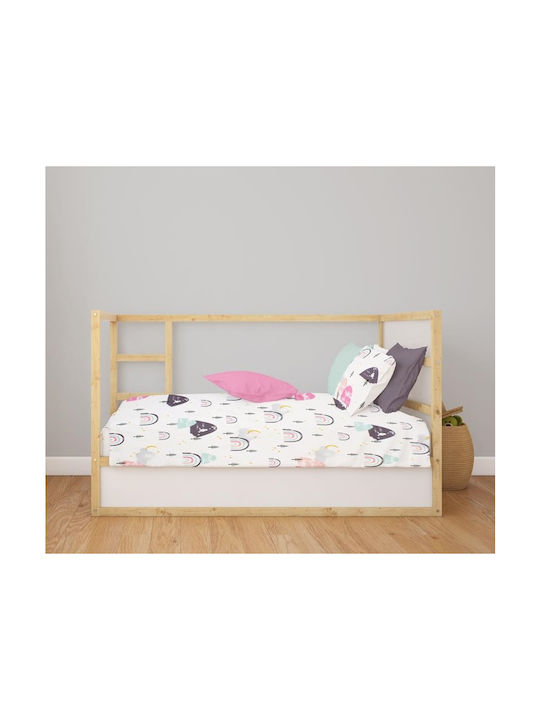 Dimcol Βρεφική Παπλωματοθήκη Bebe White-pink 120x160εκ.