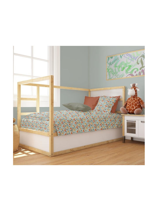 Dimcol Βρεφική Παπλωματοθήκη Bebe Pale Cyan 120x160εκ.