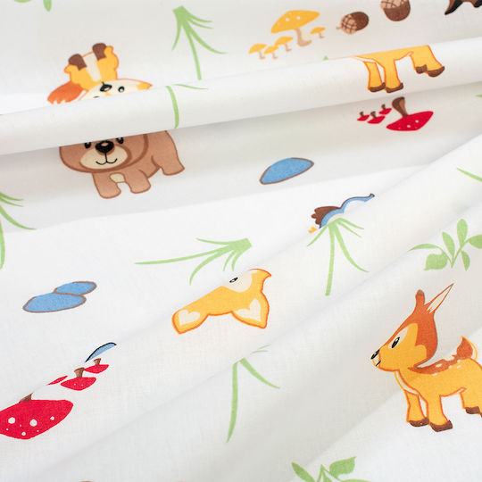 Dimcol Baby Duvet Cover Forest Animals White Sky Blue Width 120cm Length 160cm