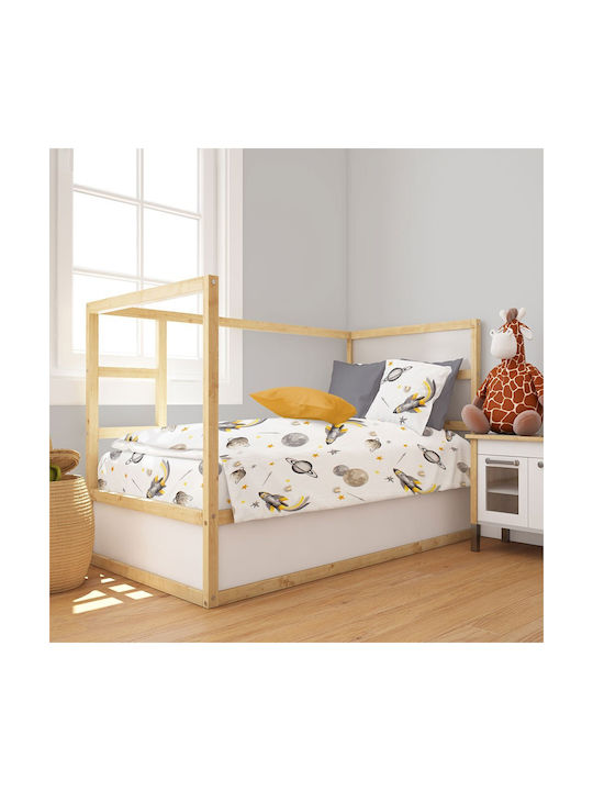 Dimcol Baby Duvet Cover Bebe Space White-grey 120x160cm