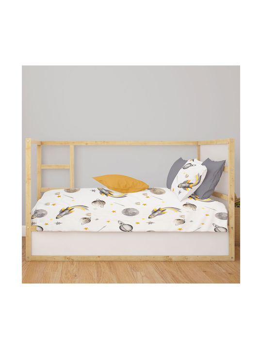 Dimcol Baby Duvet Cover Bebe Space White-grey 120x160cm