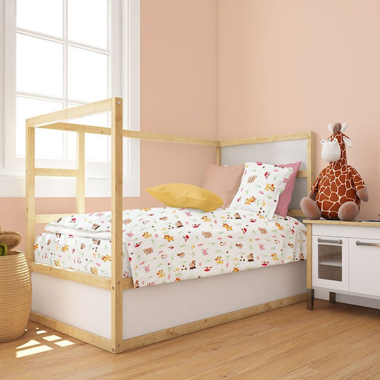 Dimcol Бебешка Долна Калъфка Bebe White-pink 120x160см.