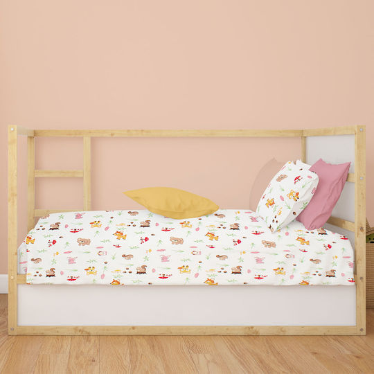 Dimcol Бебешка Долна Калъфка Bebe White-pink 120x160см.