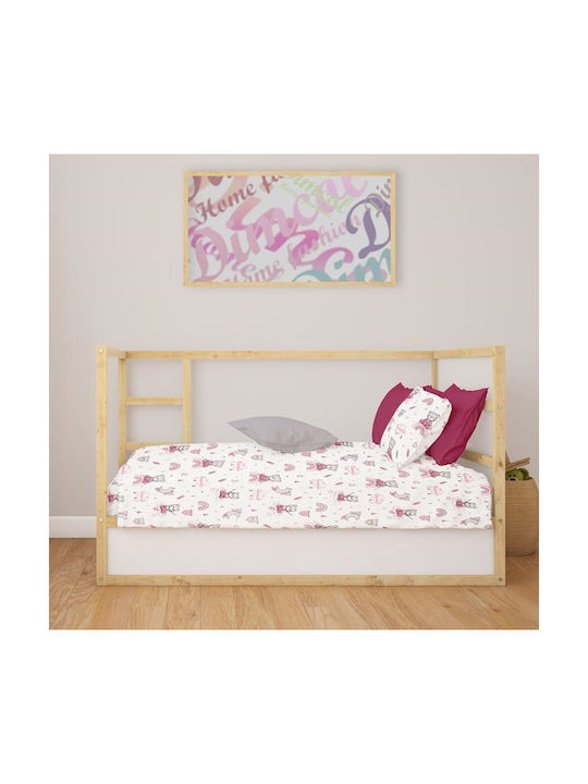 24home.gr Baby Duvet Cover Cloudy Bear White-Pink 120x160cm
