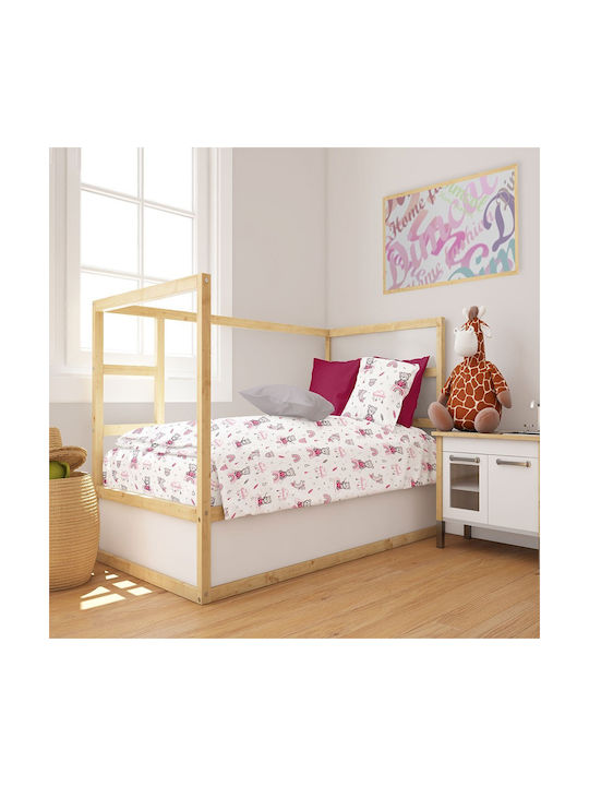 24home.gr Baby Duvet Cover Cloudy Bear White-Pink 120x160cm