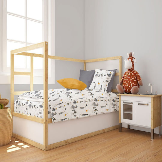 Dimcol Βρεφική Παπλωματοθήκη Bebe White-grey 120x160εκ.