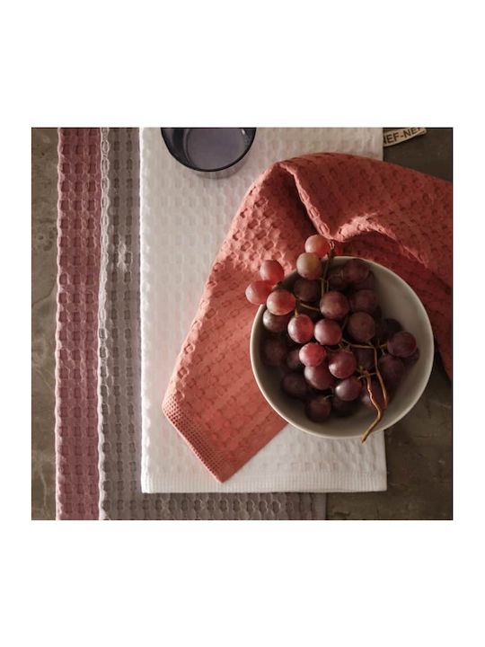 Nef-Nef Homeware Wafflow 24 Tea Towel from 100% Cotton in White Color 45x68cm