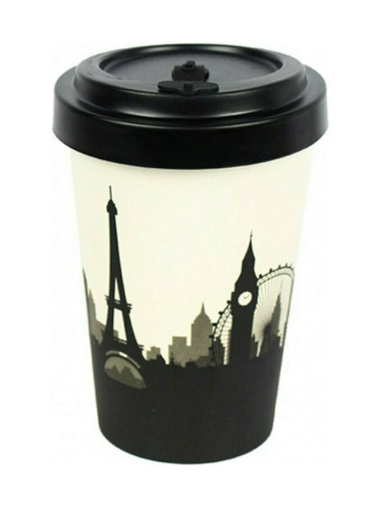 Innostat Cosmopolitan Cană Bambus cu Capac Neagră 450ml