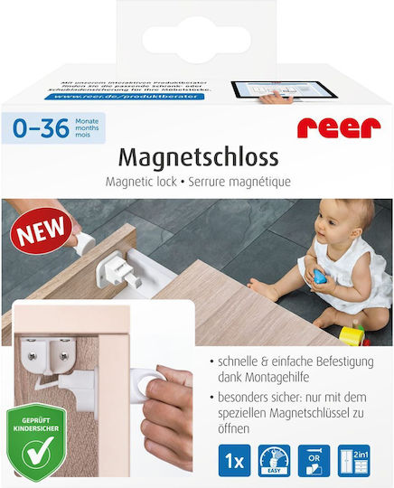 Reer Cabinet & Drawer Lock with Magnet made of Plastic in White Color 1pcs