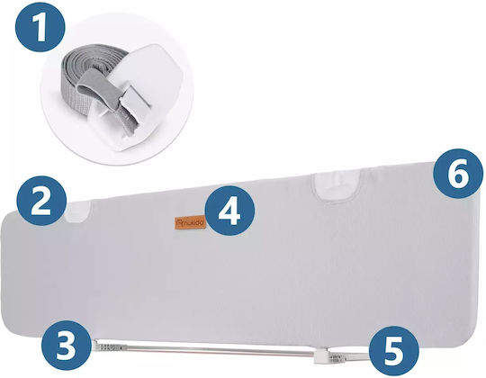 Nukido Pliabil Bară de protecție pentru pat Montaj simplu din Metal în Culoare Gri 150x44x41εκ. 1buc