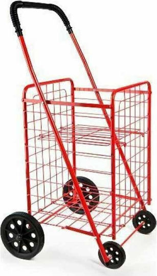 Foldable Metallic Shopping Trolley Red 54x47x96cm