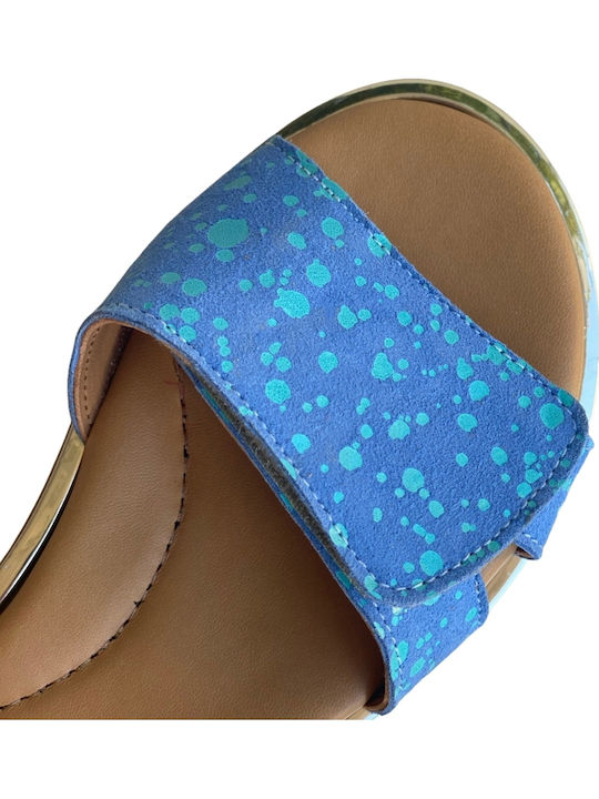 Yo Παιδικό Δερμάτινο Πέδιλο Yo Handmade Leather Shoes 690 Μπλε-ταμπά