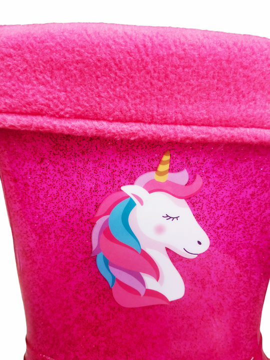 Παιδικες Γαλοτσες Κοριτσι Fuxia Μονοκερος Glitter Επενδυση Yj-516c
