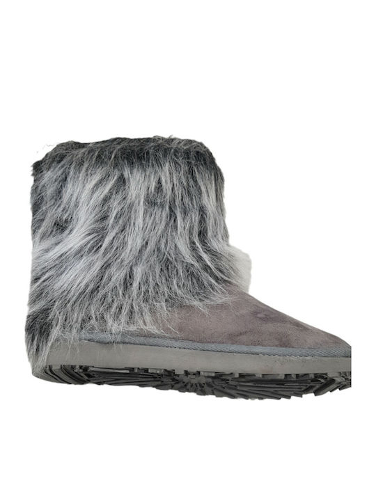 Girls' Ankle Boots Icon 265-80 Gray Faux Fur External Fur