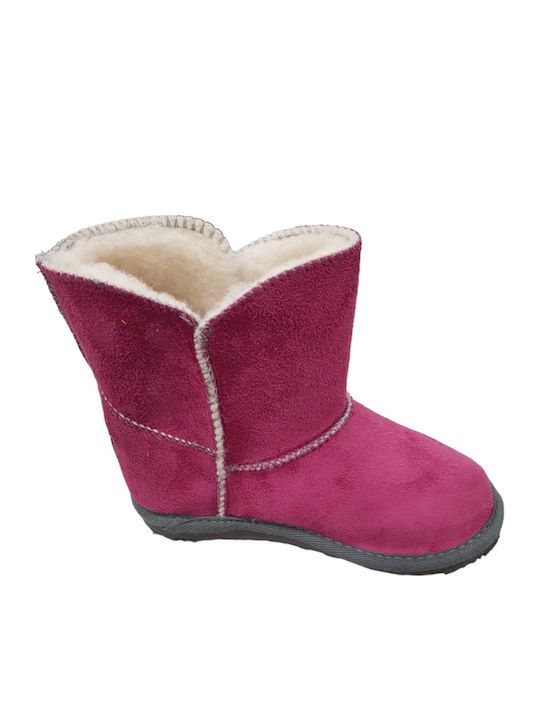 Girls' Ankle Boots Icon 255-10 Fuchsia with Buttons