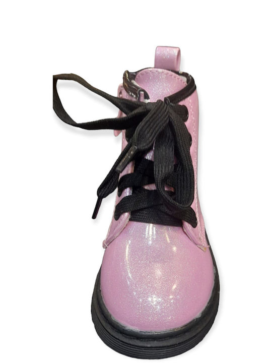 Kinderstiefel Armbüchchen Rosa Glitzer mit Reissverschluss an der Seite mit Schnürsenkeln Kinderstiefel Armbüchchen Rosa Glitzer mit Reissverschluss an der Seite mit Schnürsenkeln