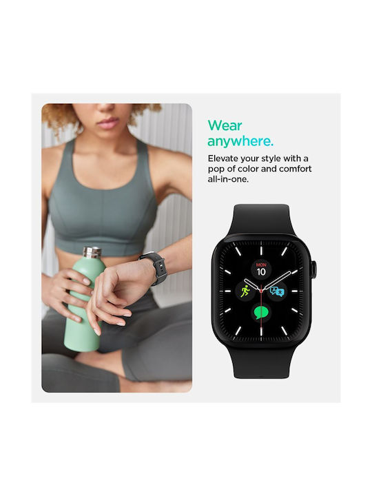 Spigen Nano Pop Каишка Силикон Черен (Apple Watch 6, 7, 8, 9, 10, SE - Spigen)