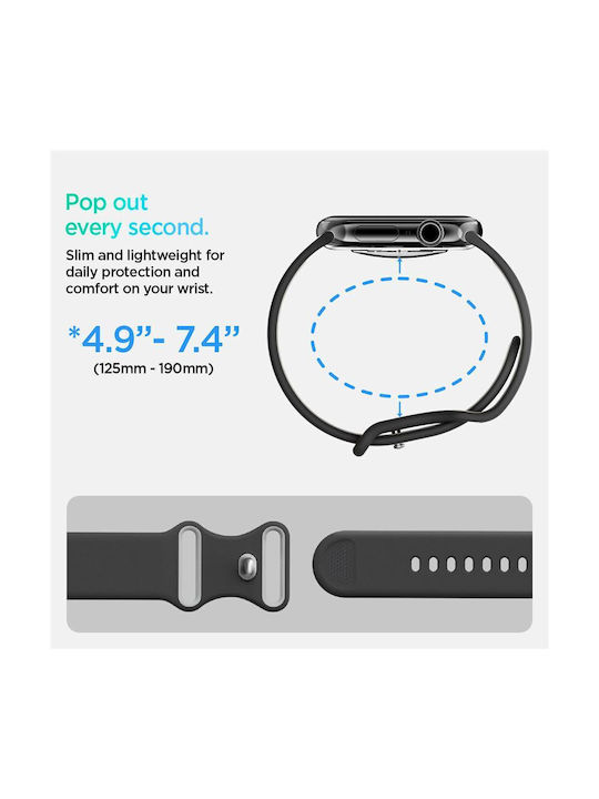 Spigen Nano Pop Каишка Силикон Черен (Apple Watch 6, 7, 8, 9, 10, SE - Spigen)