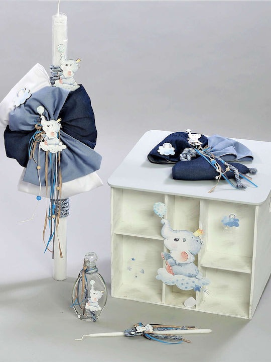 Baby Boy Baptism Set Little Elephant Carrousel 10 Pieces Pk-415