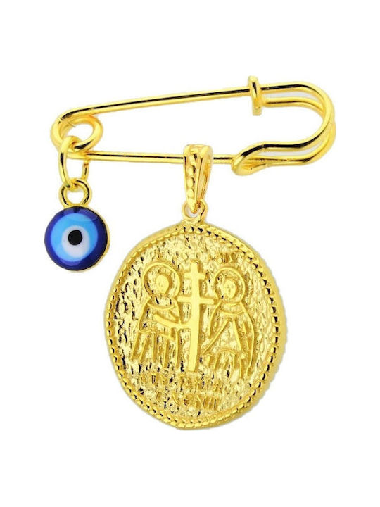 Kinder Sicherheitsnadel Amulett aus Gold 9K mit Konstantinato