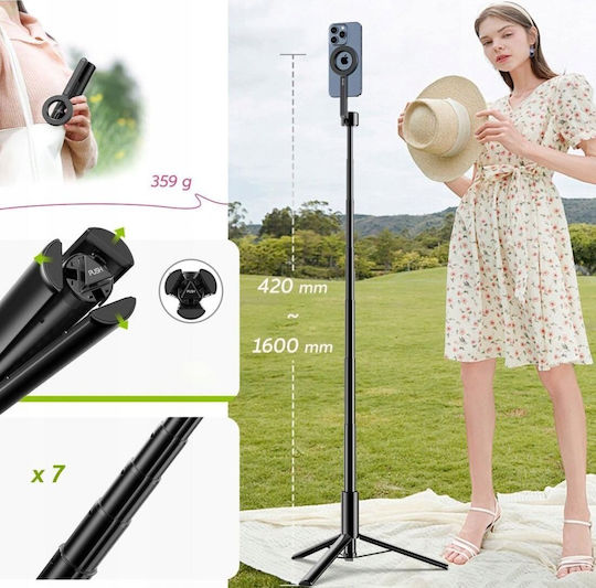 Ulanzi MG-002 Selfie Stick Τρίποδο Κινητού Bluetooth Μαύρο