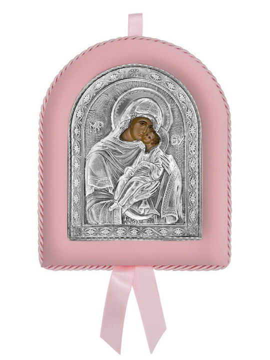 Silver Image Newborn Girl Virgin Mary Sweet Kissing 17x14cm