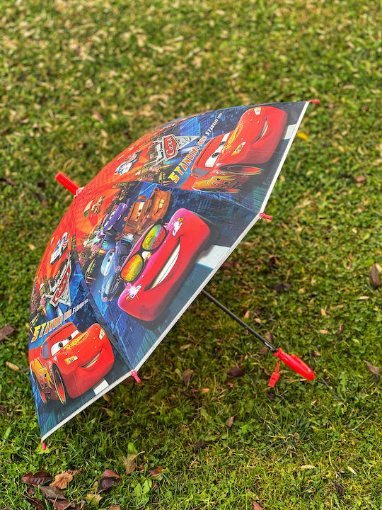 Kids Umbrella Cars Blue Red Curved Handle Manual Diameter 75cm