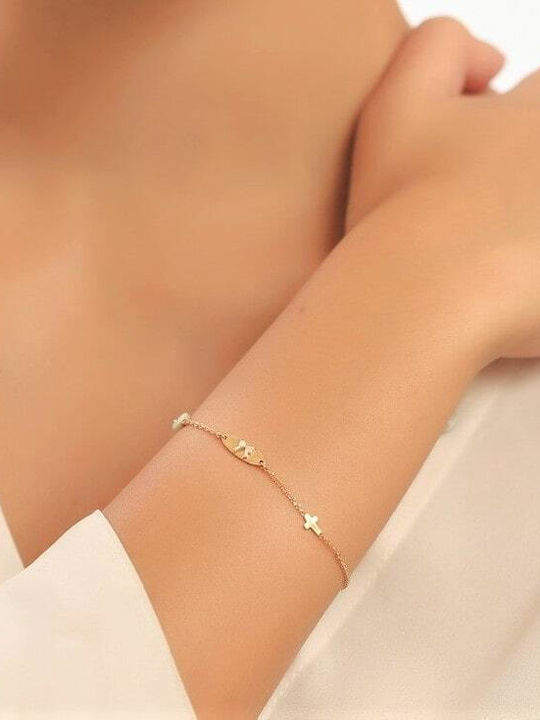 Eforo Kids Bracelet Chain K14 Bow from Gold 14K with Evil Eye