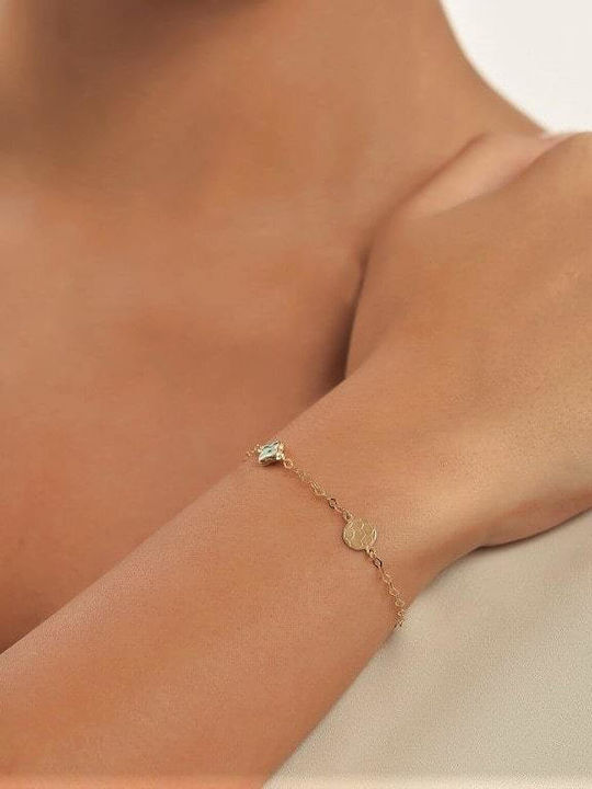 Eforo Kids Bracelet Chain K14 Football Ball from Gold 14K with Evil Eye
