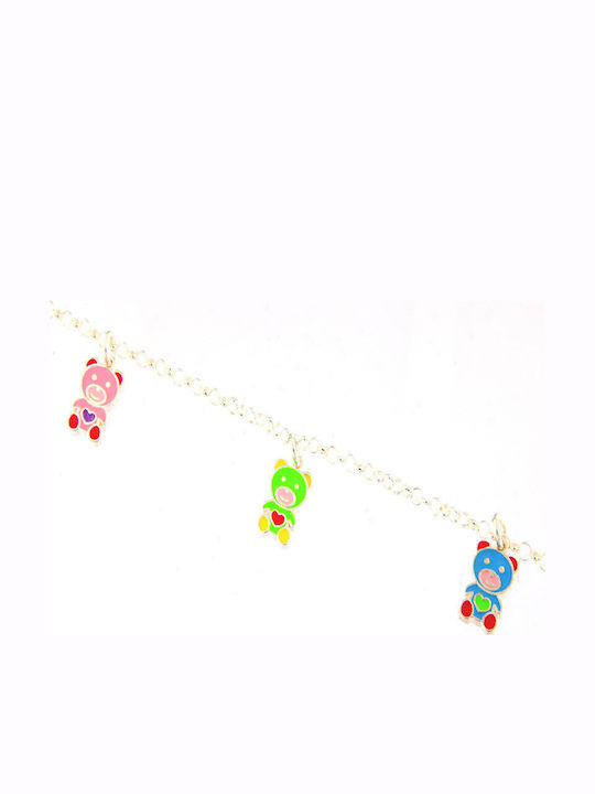 Preziosa Kinderarmband Kette 925° Drei Bärenanhänger Emaille aus Silber mit Abbildung Preziosa Kinderarmband Kette 925° Drei Bärenanhänger Emaille aus Silber mit Abbildung
