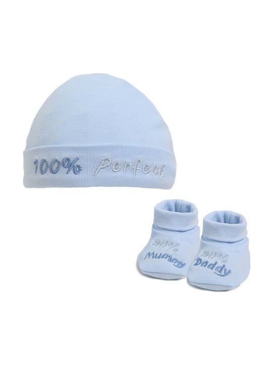 Soft Touch Kids Beanie Set with Socks Fabric Light Blue for Newborn 2pcs