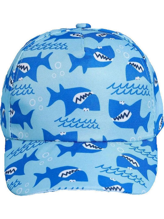 Fabric Kids' Jockey Hat Light Blue Sharks 52-54cm 4-10 Years Tatu Moyo