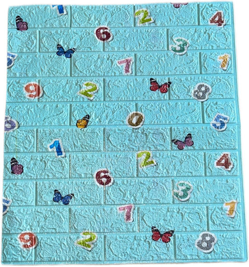 Kids Wall Sticker 3D Panel Blue Numbers Foam 69x77cm