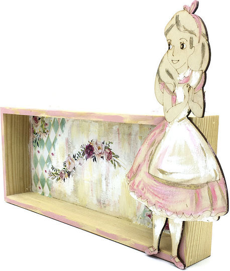 Handmade Wooden Framed Alice in Wonderland Wall Art Pink