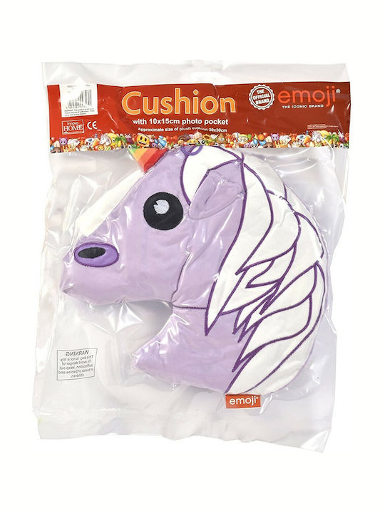 Kinder Wurfkissen Foto-Rahmen Kissen Emoji Einhorn 30x30cm