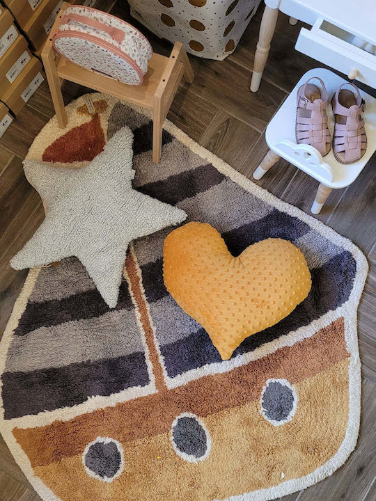 Heart Pillow Ochre Velour Polka Dot