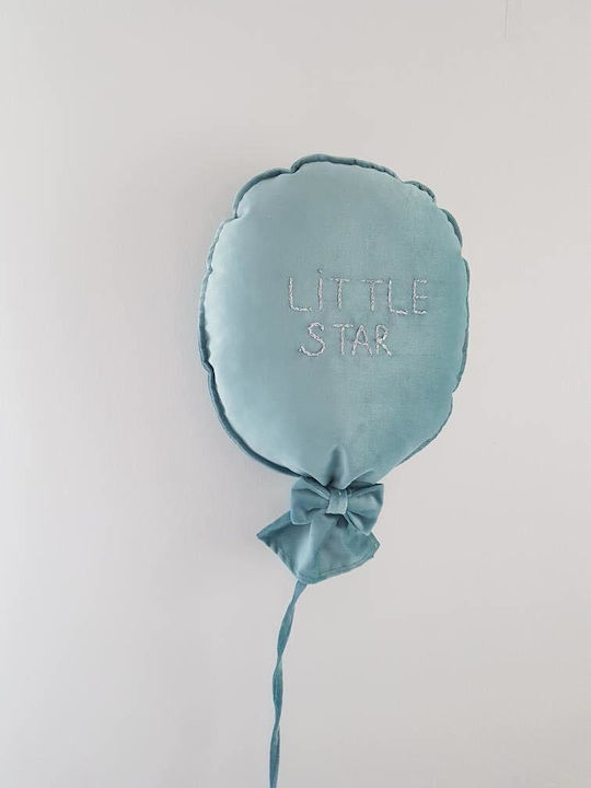Kinder Wanddekoration Ballon Hellblau aus Stoff Samt