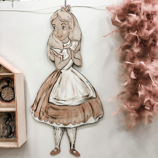 Wooden Alice Bunny Wall Decor Set of 2 Pink
