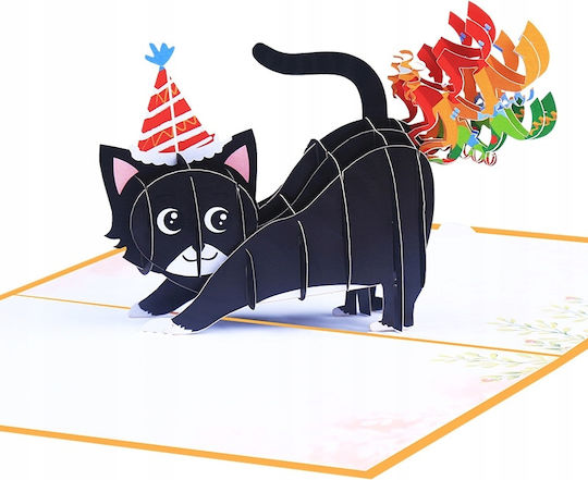 3d Birthday Card Cat Confetti Colorful Unique Fun Birthday