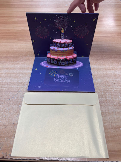 Birthday Card Playing Melody Music Light Led Cake Blow Out Candle