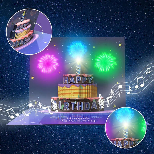 Birthday Card Playing Melody Music Light Led Cake Blow Out Candle